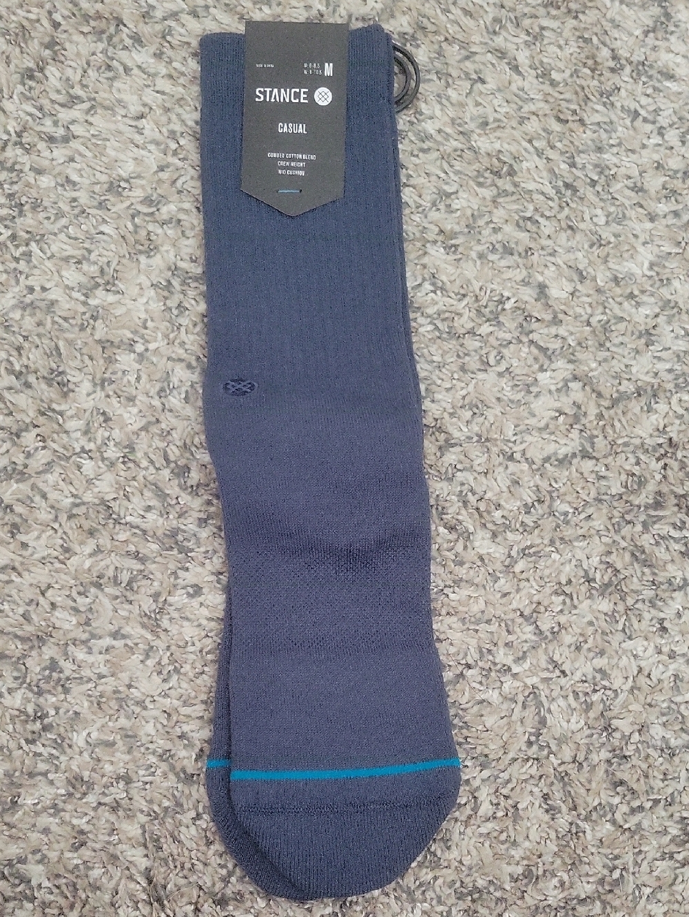Stance Men's Navy Crew Socks with Teal Stripe